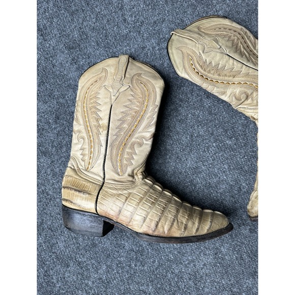 Mens Tony Lama Alligator‎ Belly Cowboy Boots Tan Leather 1980s, Size 8.5D main image 4